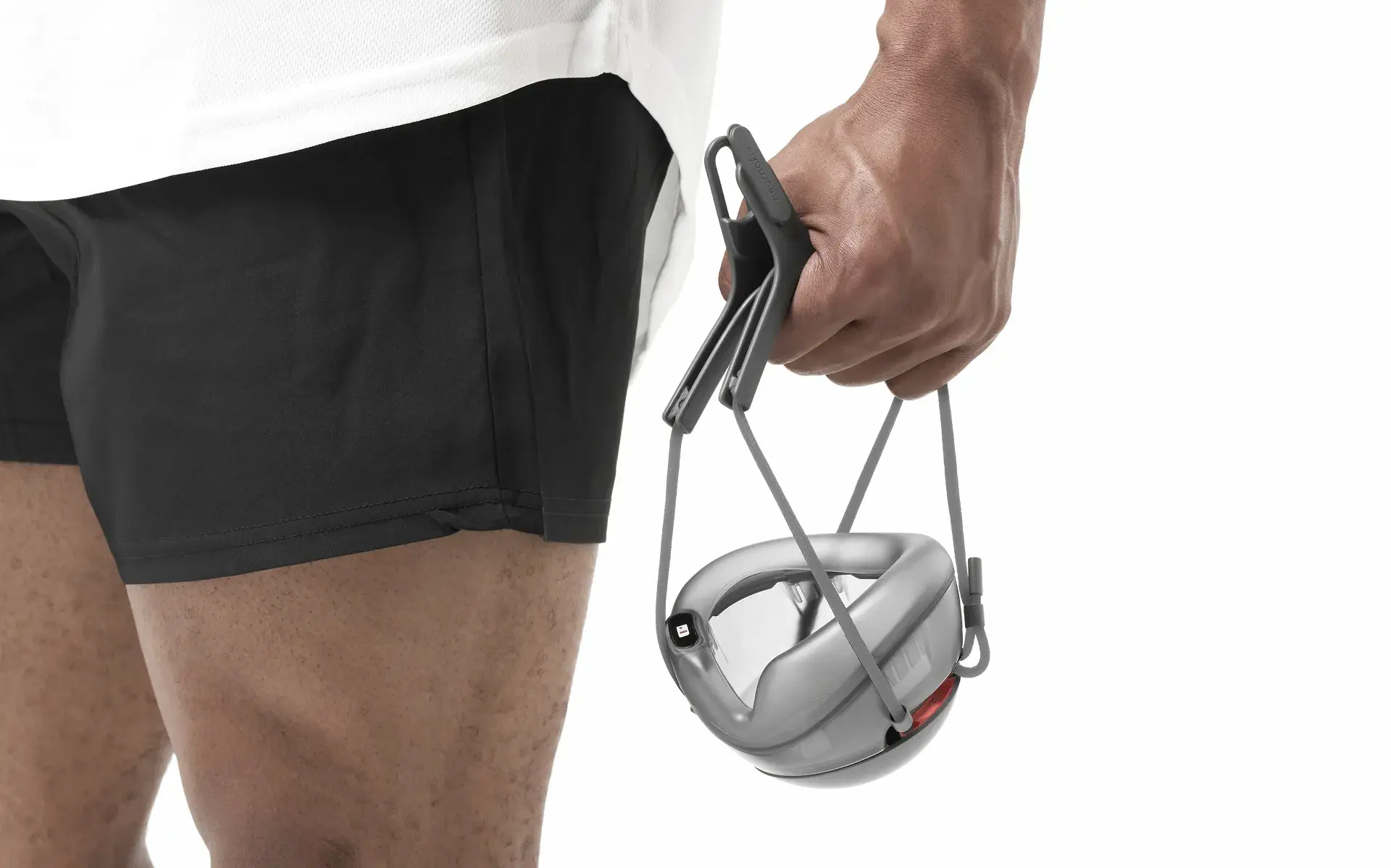 Holding the PACER strap like a handle
